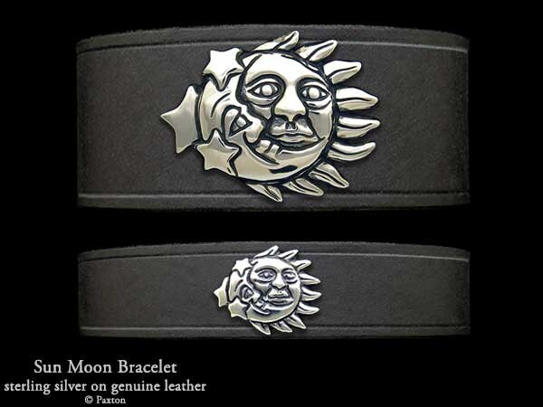 Sonne Mond Lederarmband Sterling Silber Auf von PaxtonJewelry