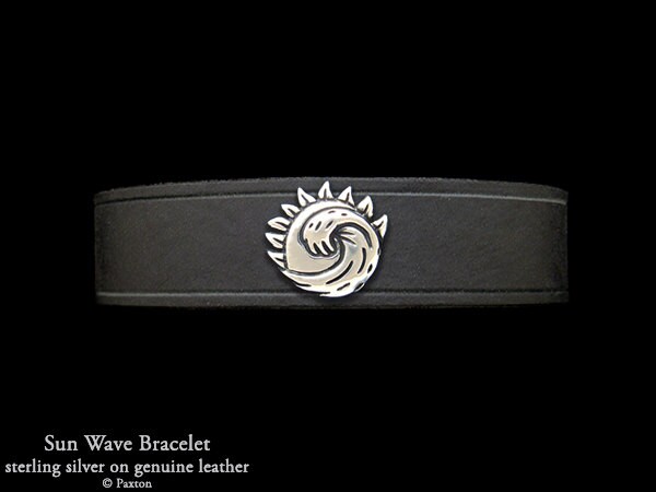 Sun Wave Lederarmband Sterling Silber Ocean Auf von PaxtonJewelry