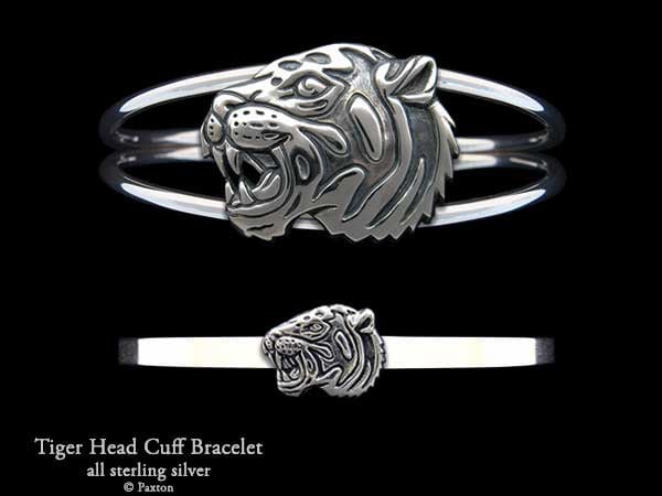 Tiger Armband Sterling Silber Kopf Manschette Handmade von PaxtonJewelry