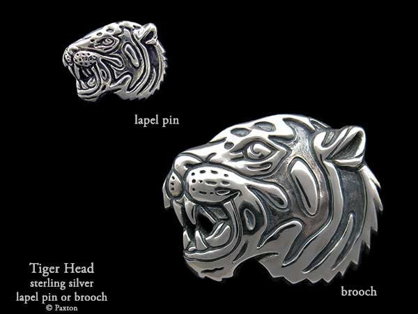 Tigerkopf Anstecknadel Oder Brosche Sterling Silber von PaxtonJewelry
