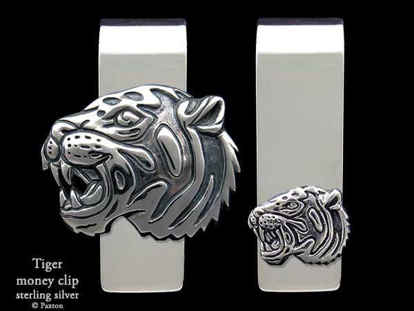 Tigerkopf Geldspange Sterling Silber von PaxtonJewelry