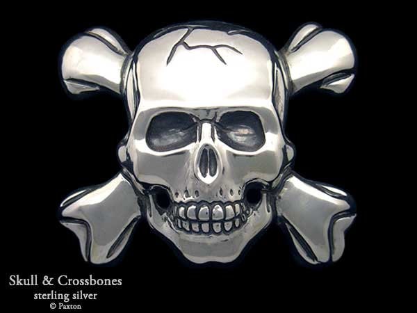 Totenkopf Gürtelschnalle Sterling Silber Oder Messing Gelb von PaxtonJewelry