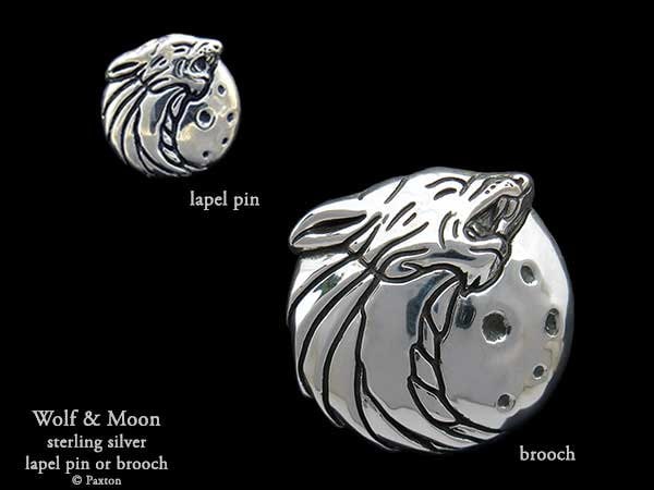 Wolf Howling Anstecknadel Oder Brosche Sterling Silber von PaxtonJewelry