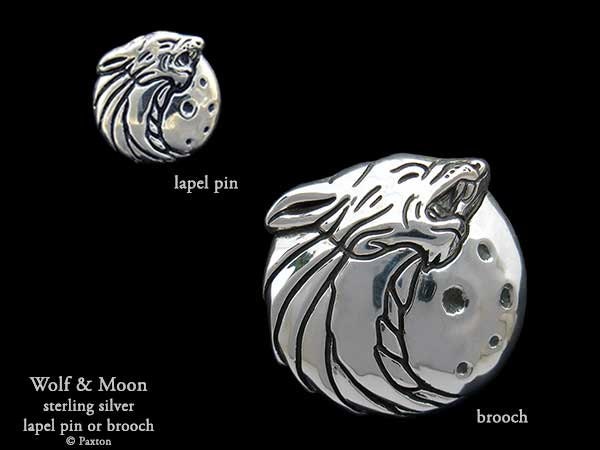 Wolf Howling Anstecknadel Oder Brosche Sterling Silber von PaxtonJewelry