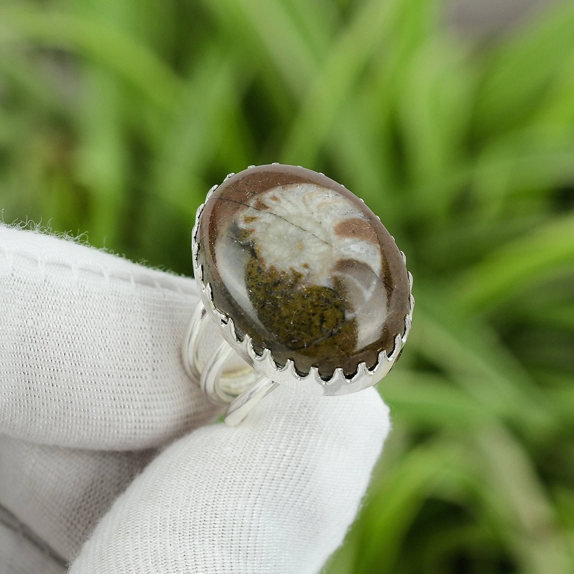 Ammonit Fossil Ring 925 Sterling Silber Größe 7.75 Natürlicher Edelstein Schmuck Eleganter Handgemacht Dezenter Perfektes Geschenk Für Mama von PayalCreations