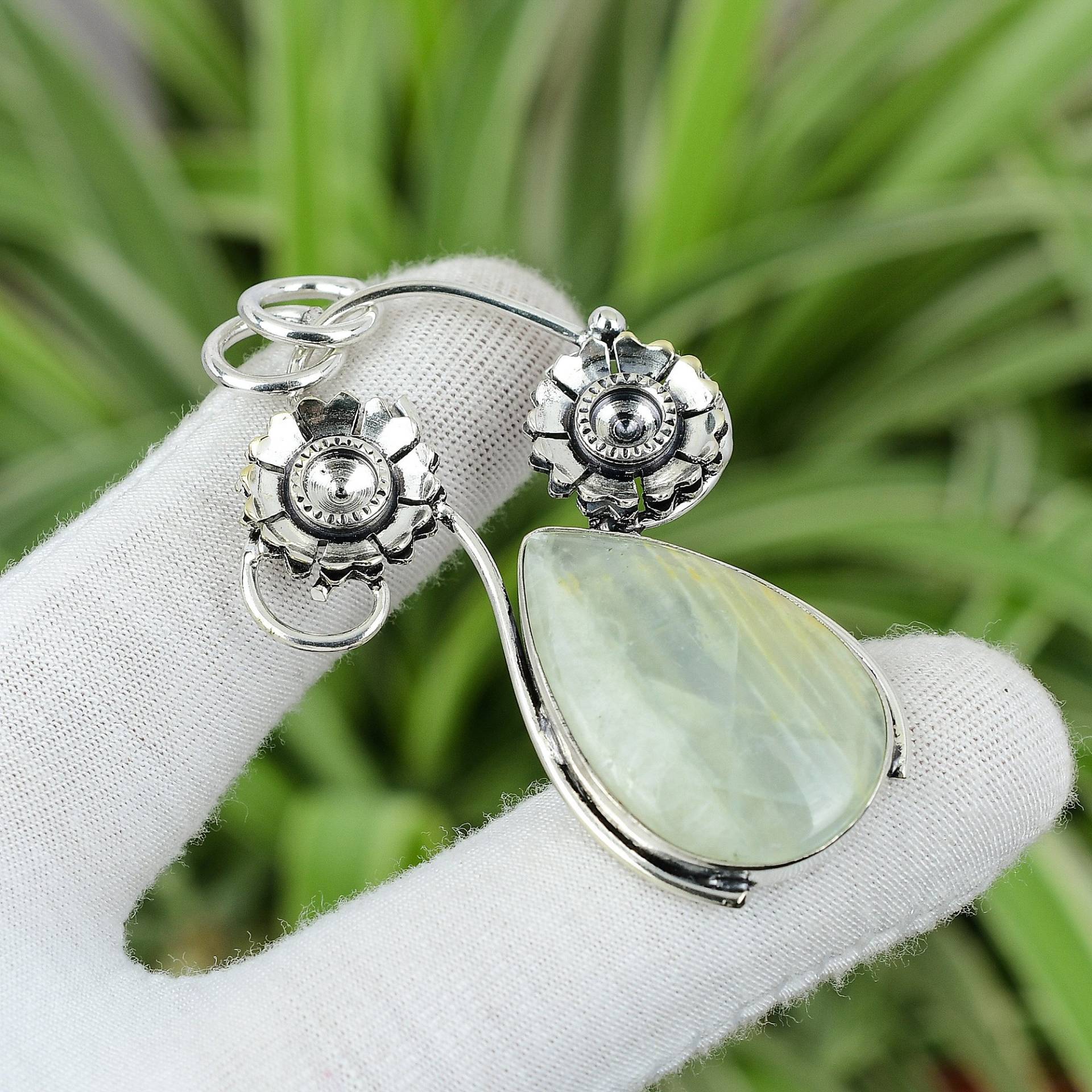 Aquateen Anhänger 925 Sterling Silber Natur Edelstein Schmuck Handarbeit Boho Statement Geschenk Für Frau Jahrestag von PayalCreations