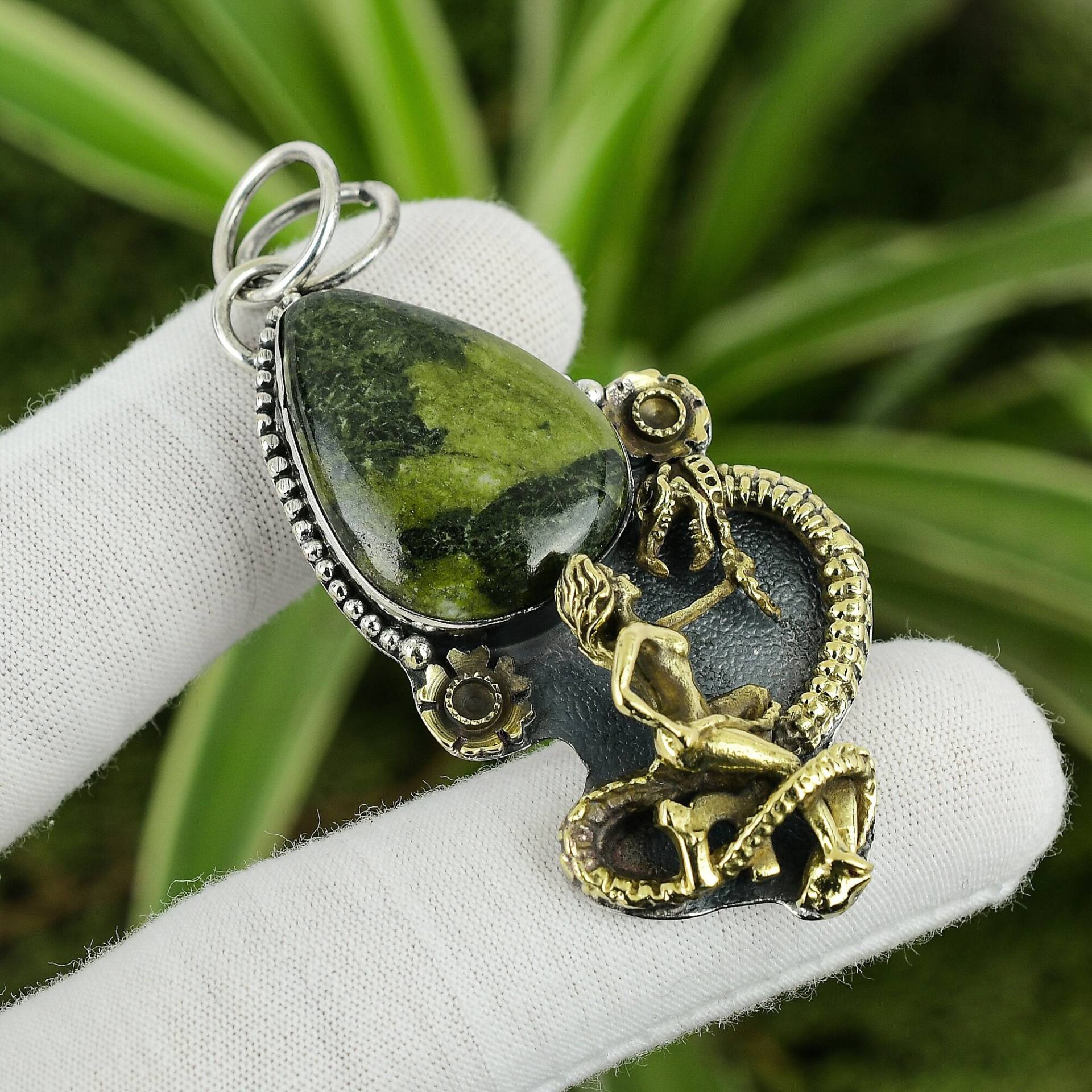 Gogunjula Anhänger 925 Sterling Silber 18K Vergoldet Edelstein Antik Handarbeit Verlobung Geschenk Drache von PayalCreations