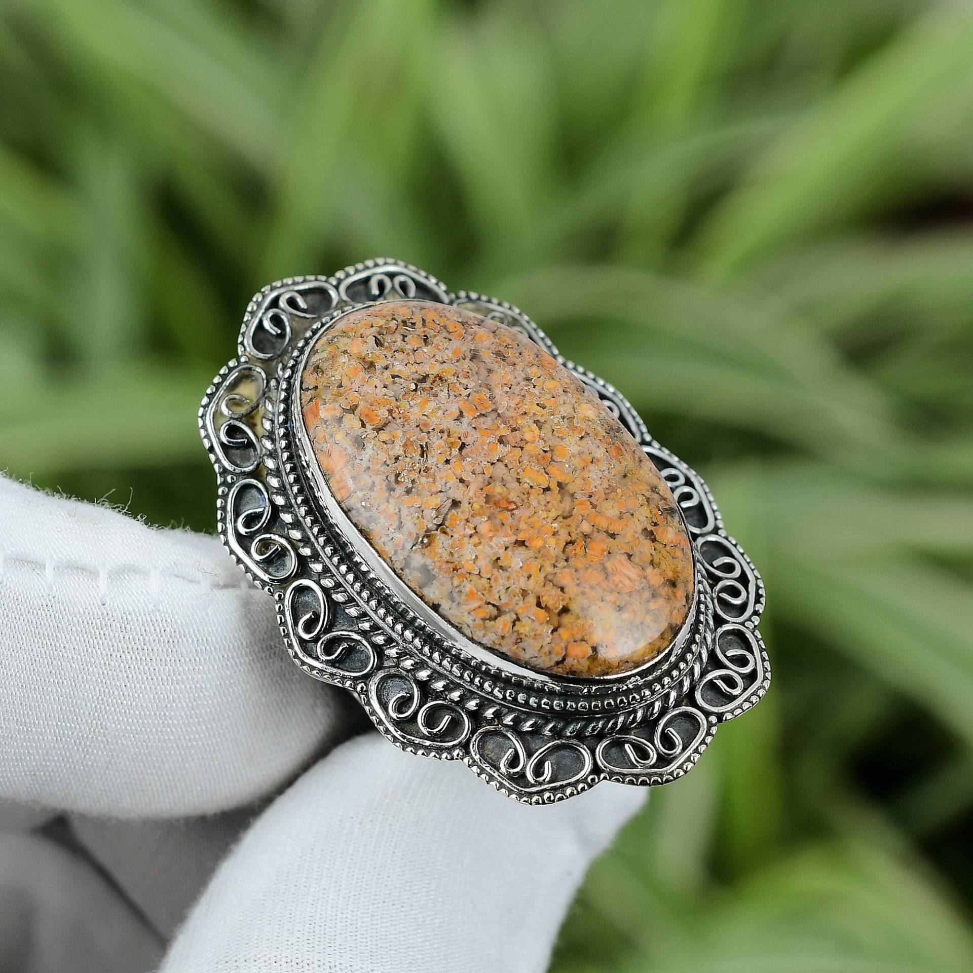 Ozean Jaspis Ring 925 Sterling Silber Größe 7, 75 Edelstein Schmuck Handarbeit Vintage Unikat Besondere Anlass Geschenk von PayalCreations