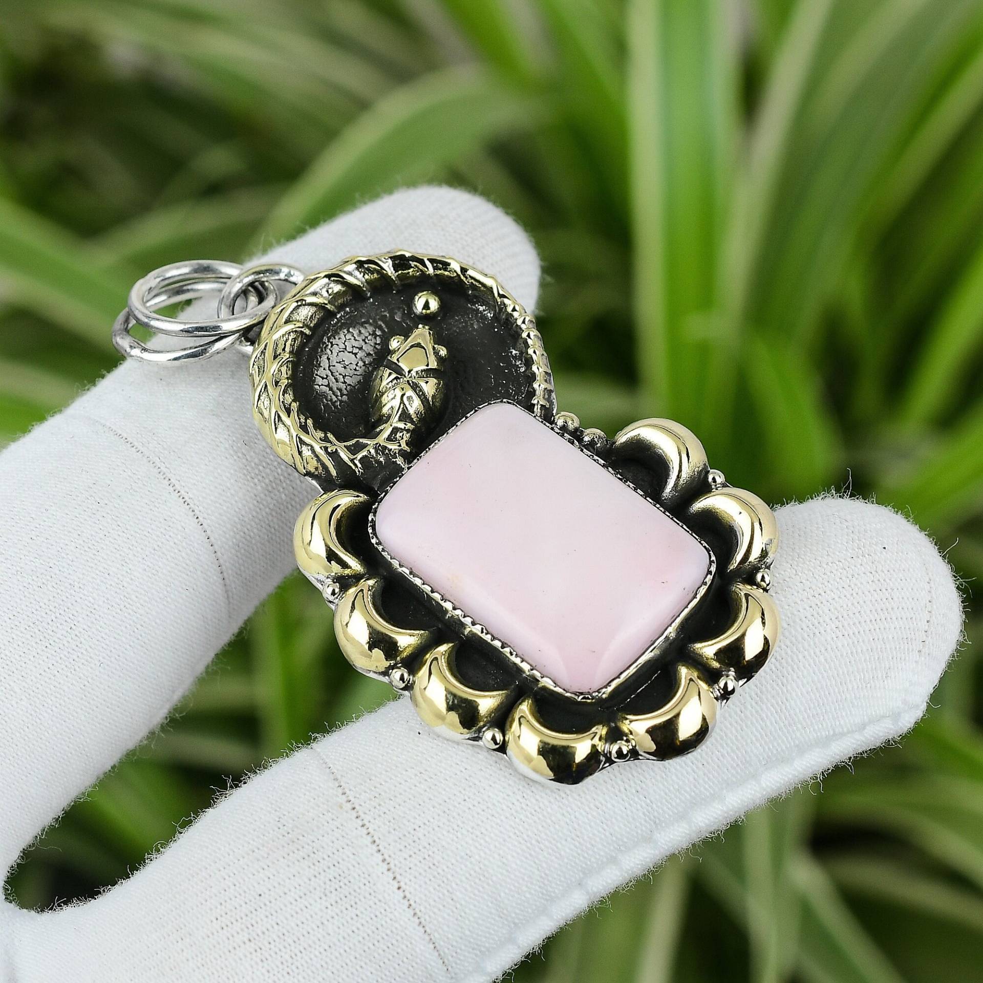 Pink Opal Anhänger 925 Sterling Silber 18K Vergoldet Schlange Edelstein Schmuck Handgemacht Frauen von PayalCreations