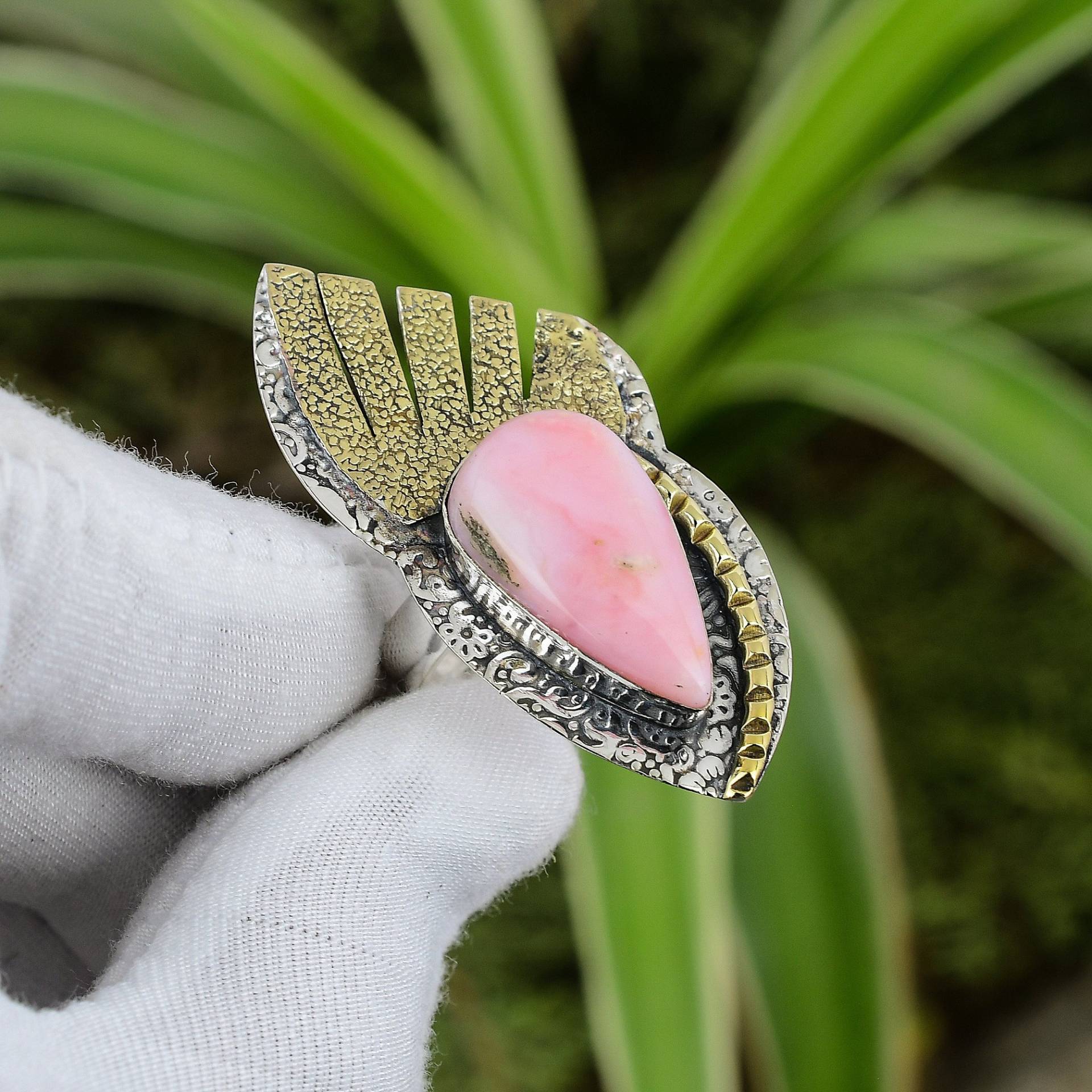 Pink Opal Ring 925 Sterling Silber Verstellbarer 18K Vergoldet Echter Edelstein Schöner Handgemachter Schmuck Hochzeit Geschenk von PayalCreations