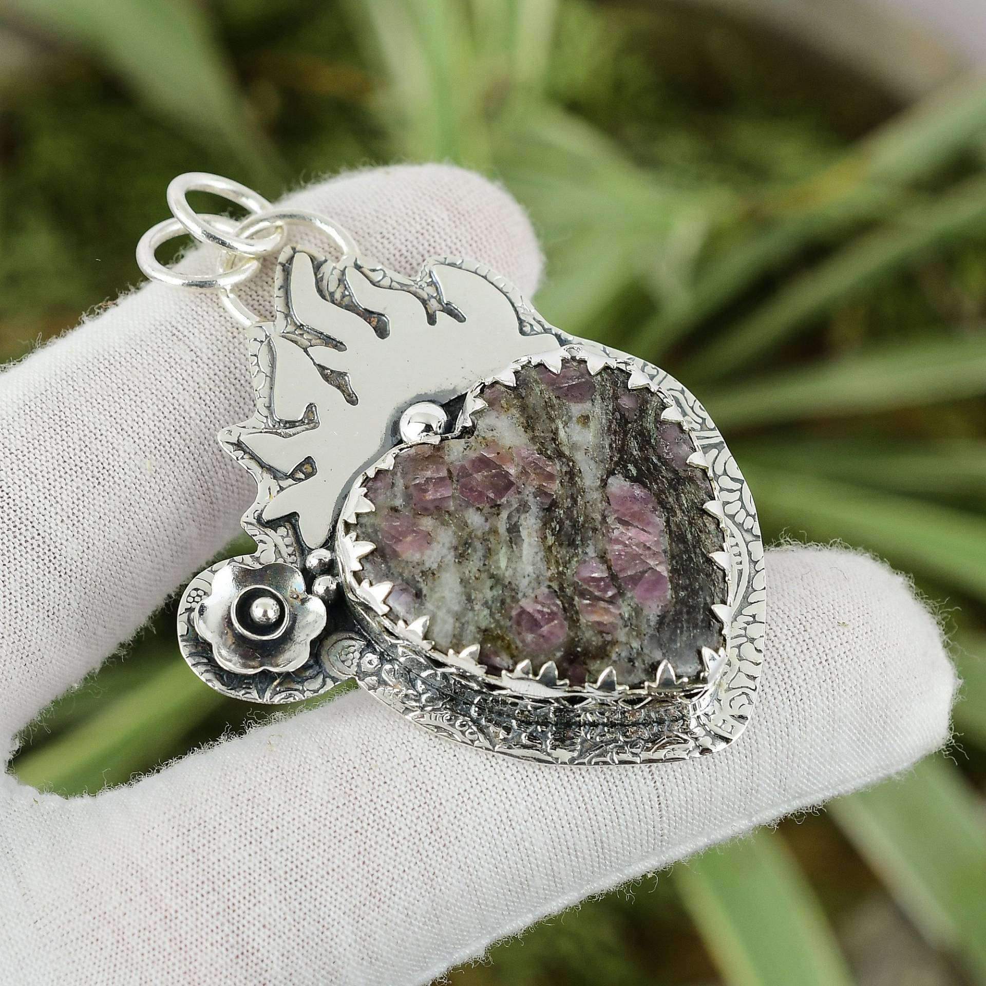 Pink Turmalin Anhänger 925 Sterling Silber Edelstein Damen Handarbeit Boho Schmuck Valentinstag Herz von PayalCreations