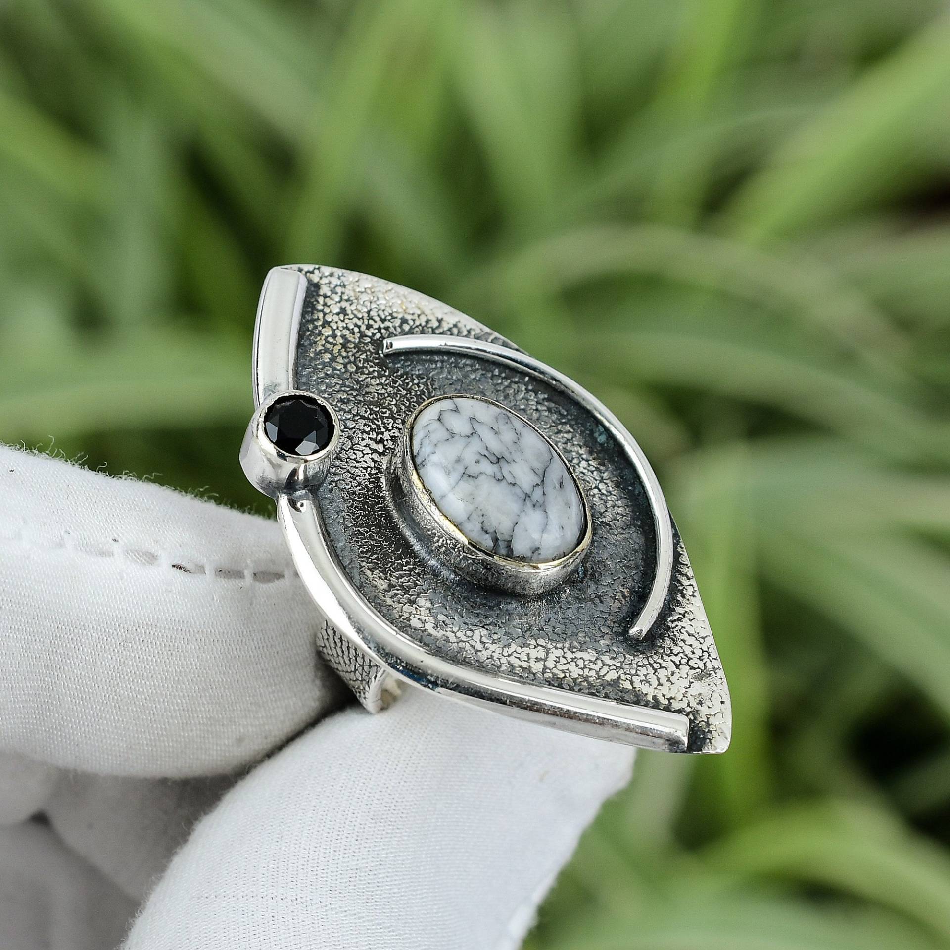 Pinolith Jaspis Ring Schwarzer Onyx 925 Sterling Silber Größe 7 Handgemacht Schmuck Unikat Bestes Geschenk Für Mama Edelstein Frauen von PayalCreations