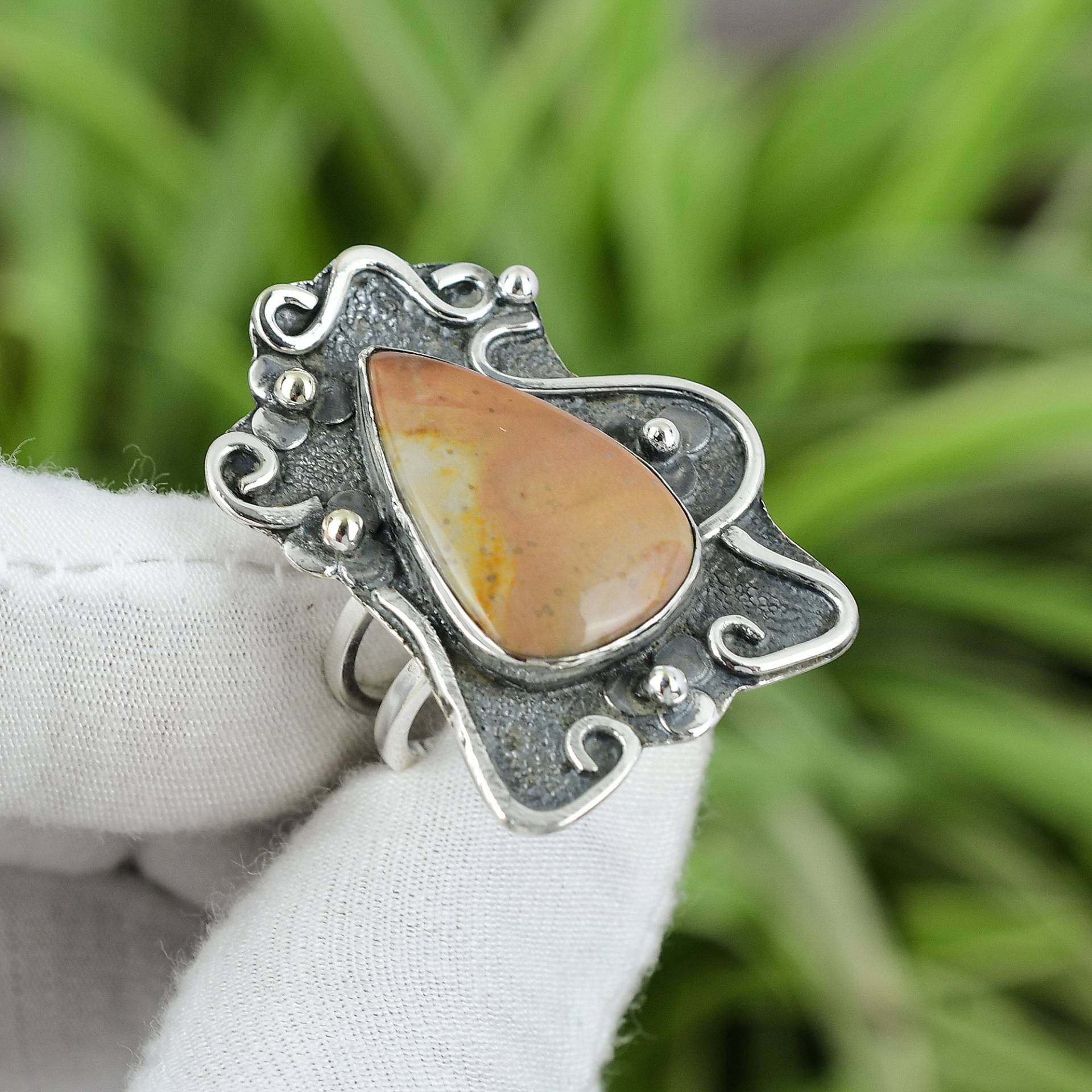 Polychrom Jaspis Ring 925 Sterling Silber Größe 7 Geschenk Für Sie Echter Edelstein Handarbeit Silberschmuck Frauen Besonderes von PayalCreations