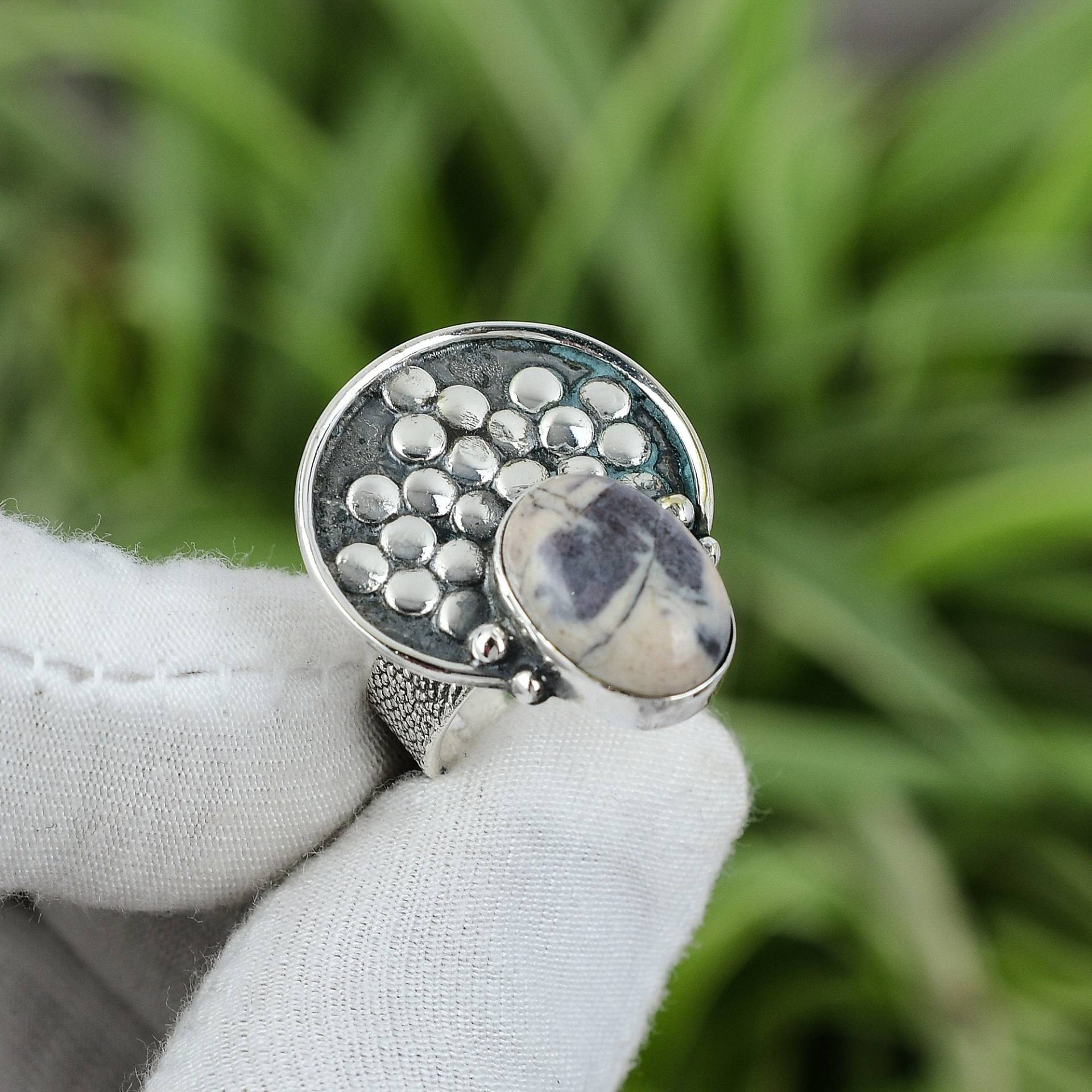 Porzellan Jaspis Ring 925 Sterling Silber Größe 5, 75 Handarbeit Schmuck Edelstein Wunderschöner Verlobung Geschenk von PayalCreations