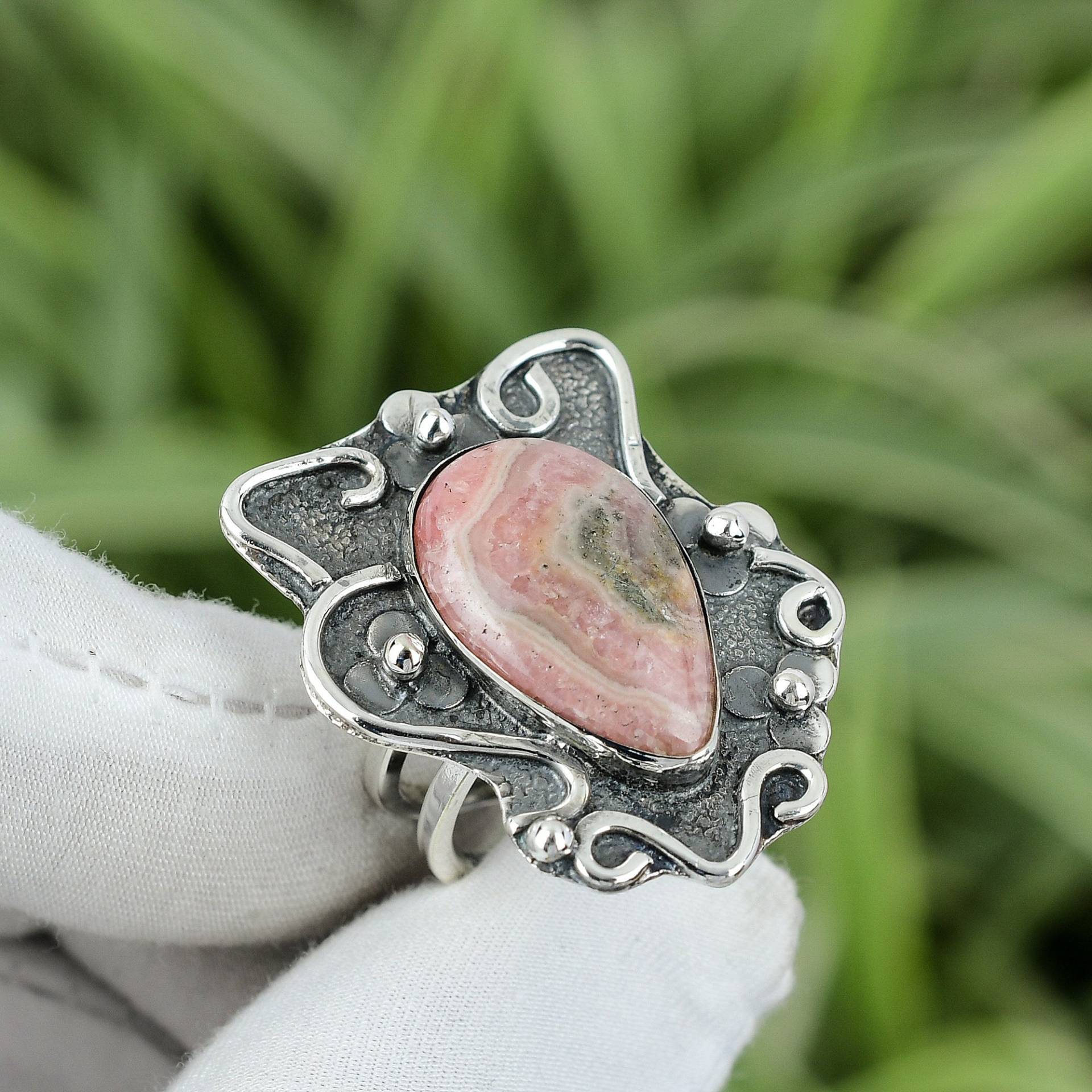 Rhodochrosit Ring 925 Sterling Silber Größe 7 Versprechen Handgefertigt Frauen Schmuck Braut Geschenk Original Edelstein Antik von PayalCreations