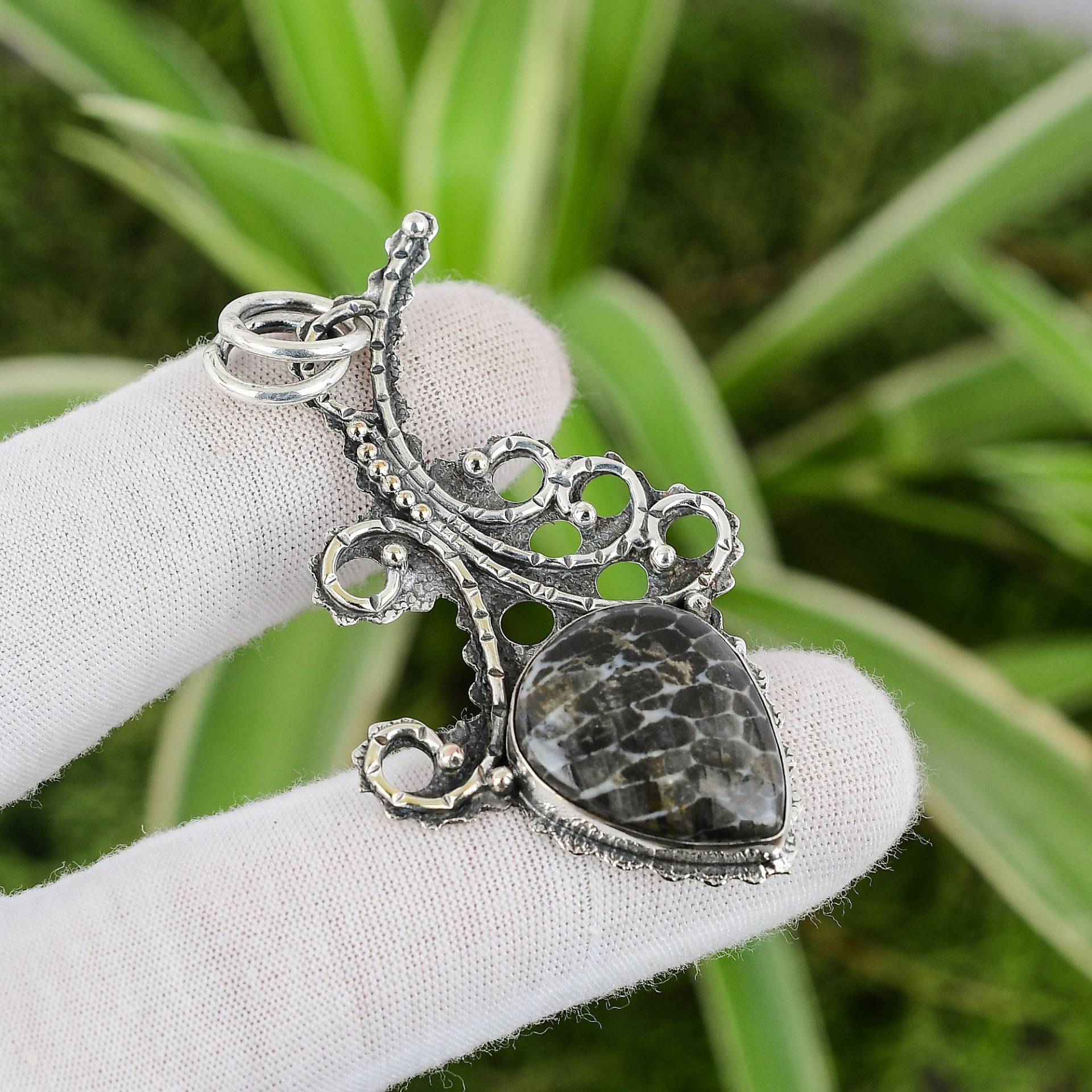 Rochenkoralle Anhänger 925 Sterling Silber Handarbeit Echter Edelstein Boho Style Schmuck Für Frauen von PayalCreations