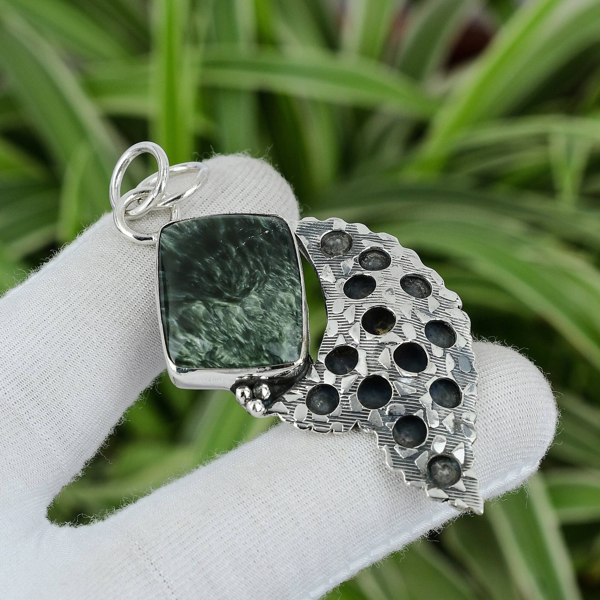 Seraphinit Anhänger 925 Sterling Silber Hochzeit Schmuck Handarbeit Antik Schöner Edelstein Verlobung Geschenk Für Sie von PayalCreations