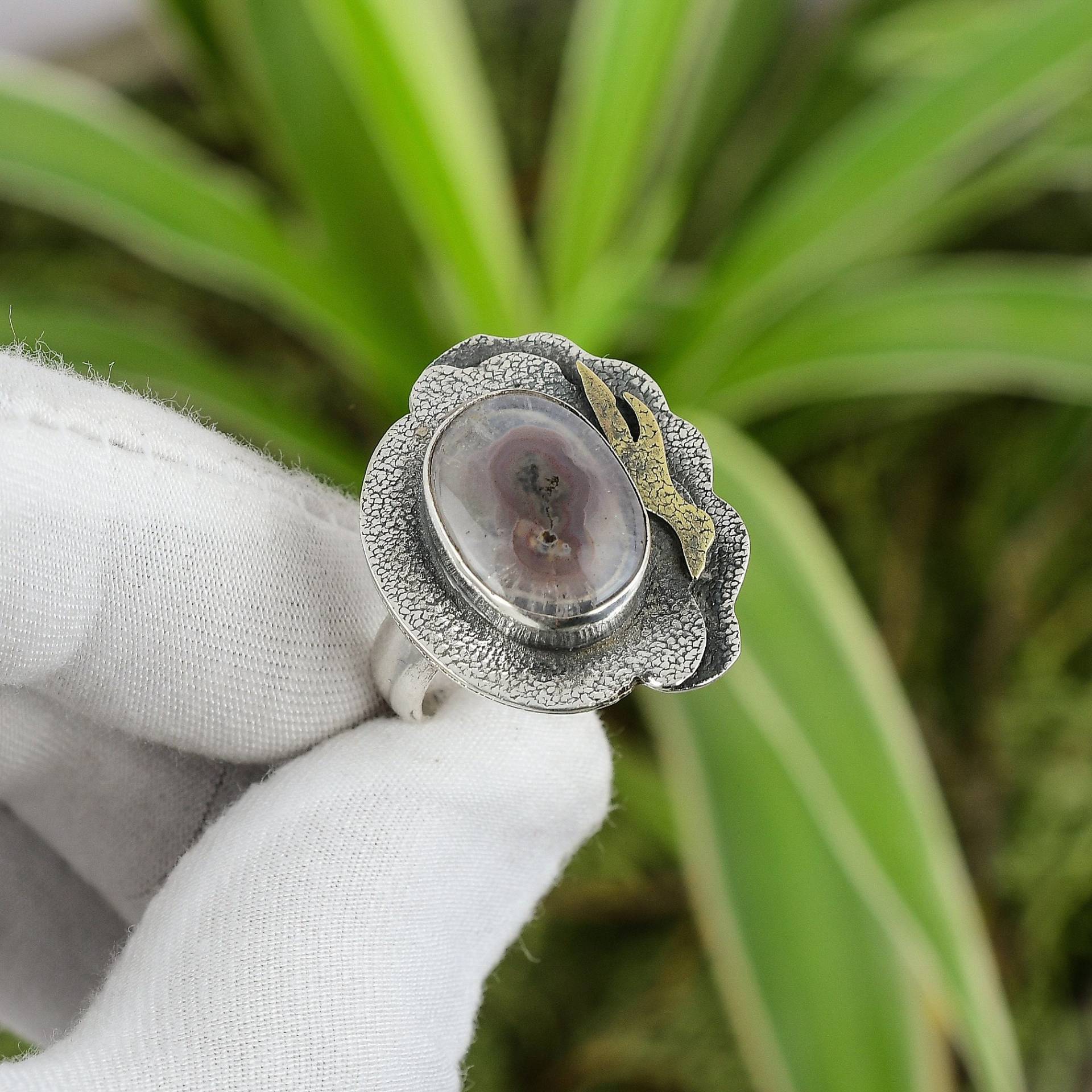 Sonnenmoos Opal Ring 925 Sterling Silber Verstellbarer 18K Vergoldet Handmade Schmuck Echter Edelstein Versprechen Geschenk von PayalCreations