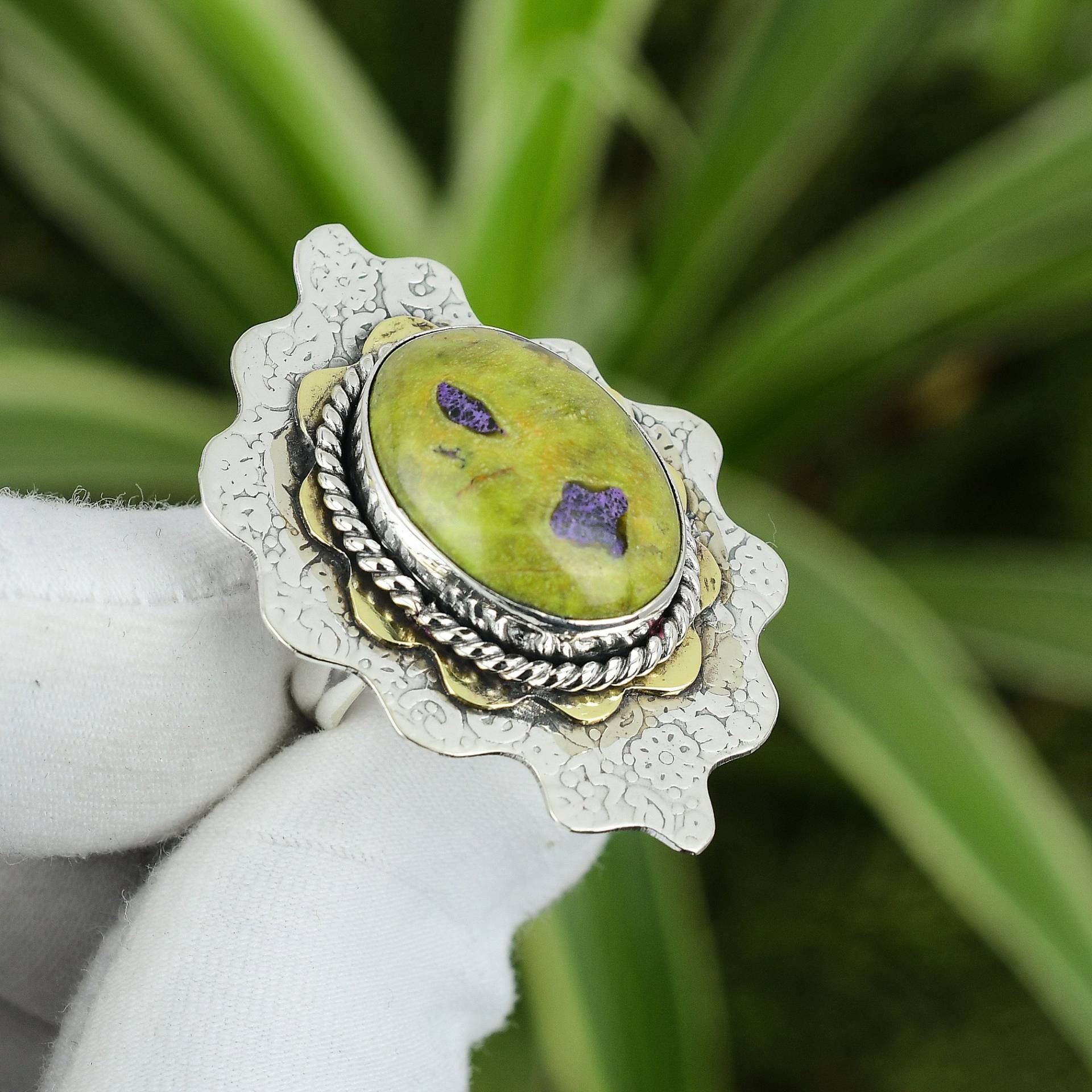 Stichtit Ring 925 Sterling Silber Verstellbarer 18K Vergoldet Edelstein Handarbeit Designer Schmuck Frauen Besonderes Geschenk von PayalCreations