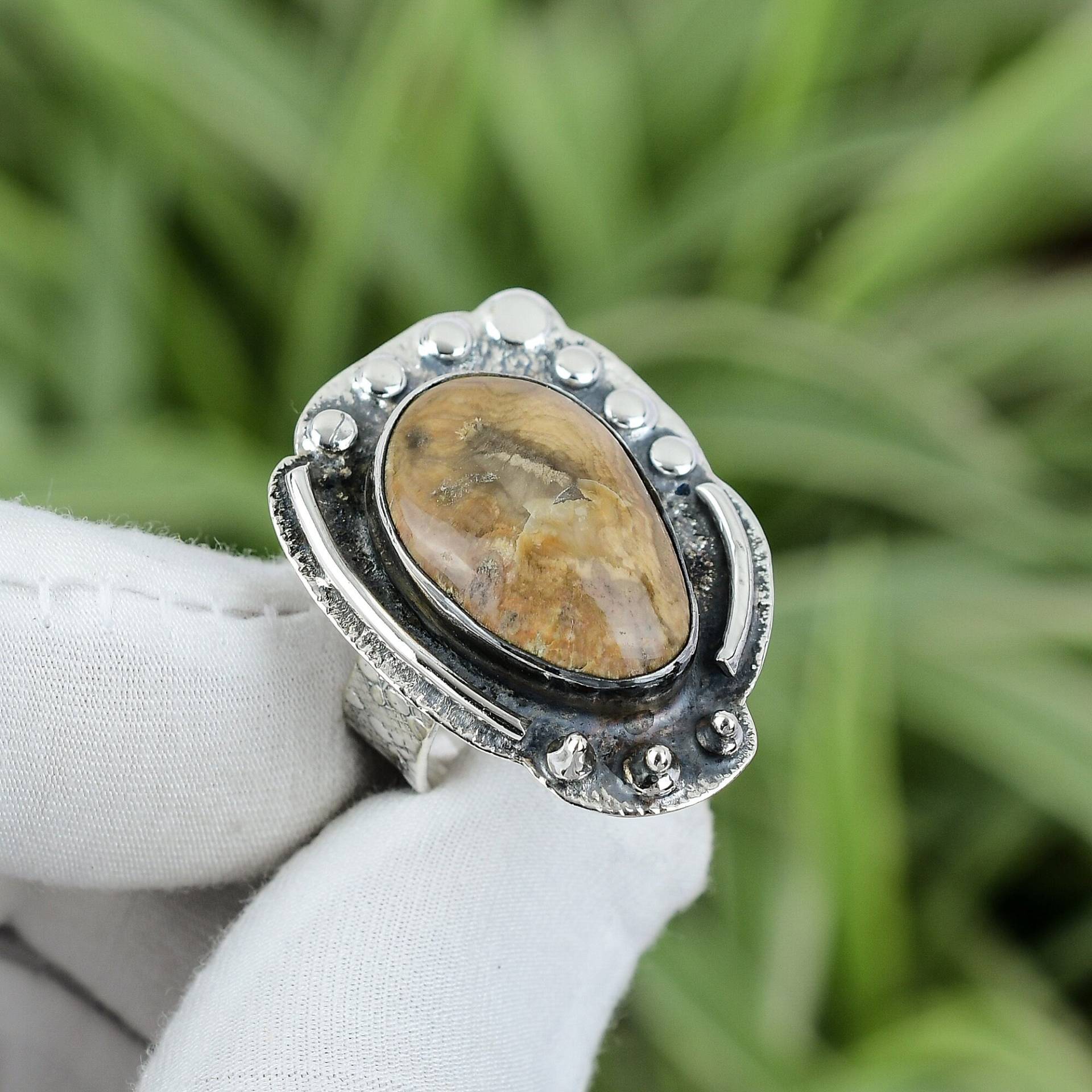 Versteinerter Holz Jaspis Ring 925 Sterling Silber Größe 6 Handarbeit Frauen Natur Edelstein Statement Schmuck Brautjungfer Geschenk von PayalCreations