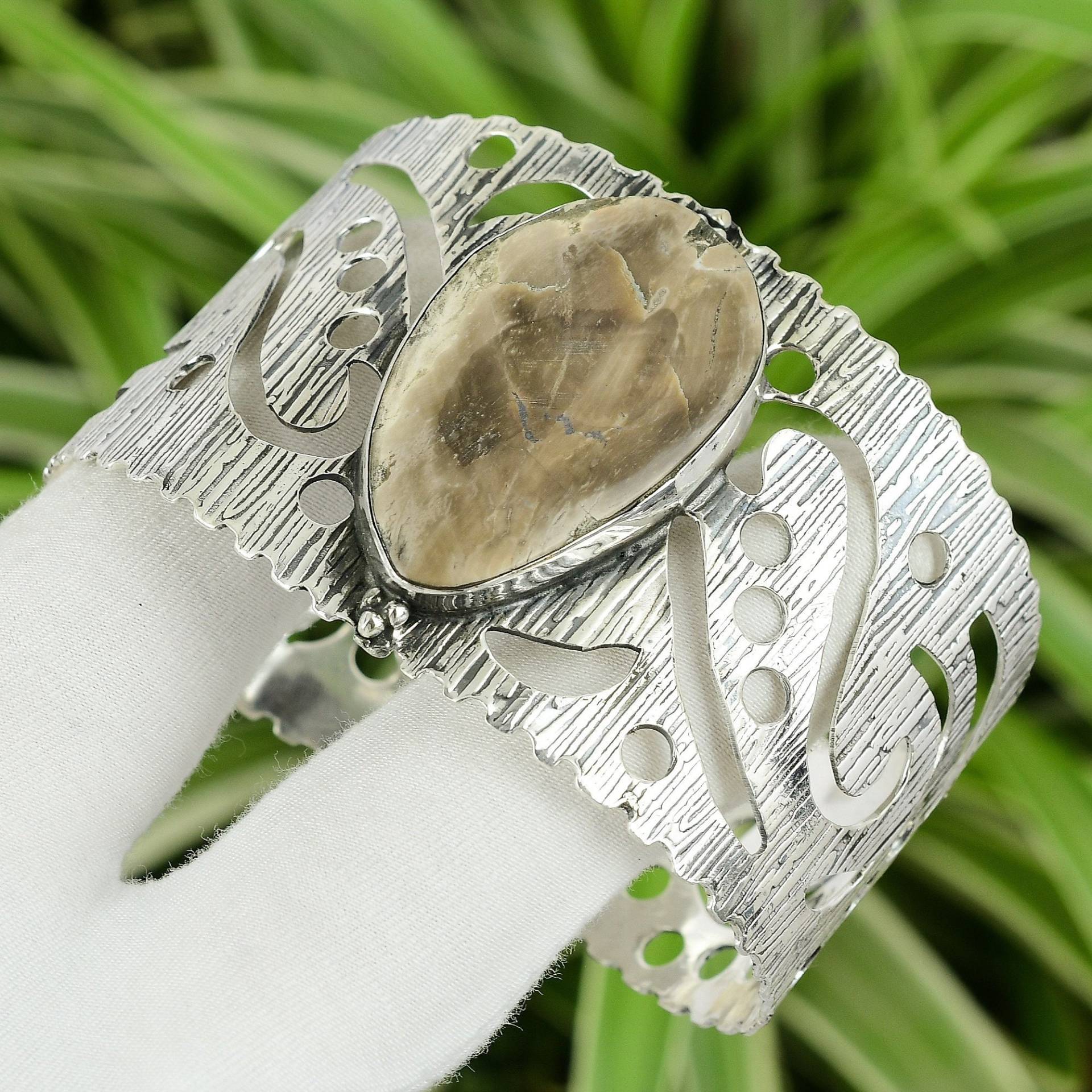 Versteinertes Holz Armreif 925 Sterling Silber Verstellbares Armband Versteinertes Handarbeit Edelstein Geschenk Für Sie von PayalCreations