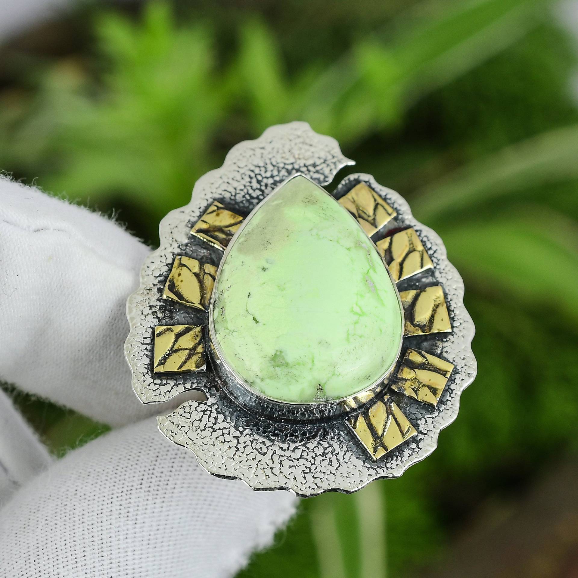 Zitrone Chrysopras Ring 925 Sterling Silber Verstellbarer 18K Vergoldet Top Qualität Edelstein Handgefertigt Geschenk Für Mädchen von PayalCreations