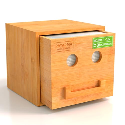 Luxe Bambus Organizer mit Schublade，Einweg Abschminktücher,Reinigungstücher Gesicht，50 St von Payarma