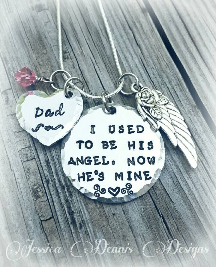 Erinnerungs-Halskette Früher War Ich Sein Engel, Jetzt Ist Er Mein - Personalisieren Papa Mama Geburtsstein in Erinnerung An von PaytonLeighTreasures