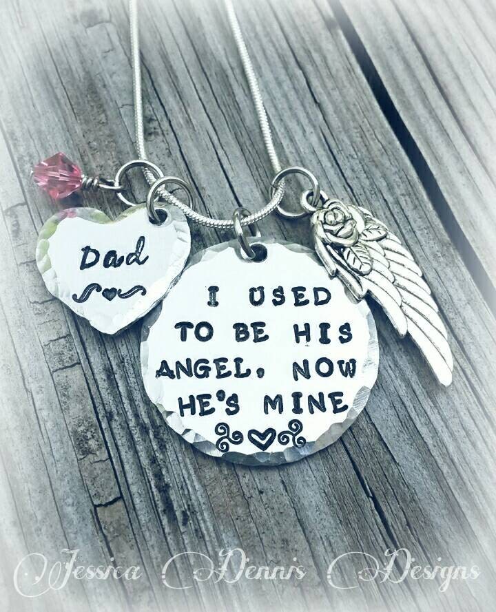 Erinnerungs-Halskette Früher War Ich Sein Engel, Jetzt Ist Er Mein - Personalisieren Papa Mama Geburtsstein in Erinnerung An von PaytonLeighTreasures