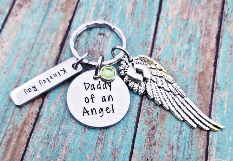 Hand Gestempelt Daddy Eines Engels Schlüsselbund Personalisierte Erinnerung Andenken von PaytonLeighTreasures