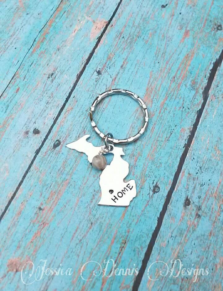 Handgestempelte Portugiese-stein-Halskette Oder Schlüsselbund Personalisiertes Mi Geschenk von PaytonLeighTreasures