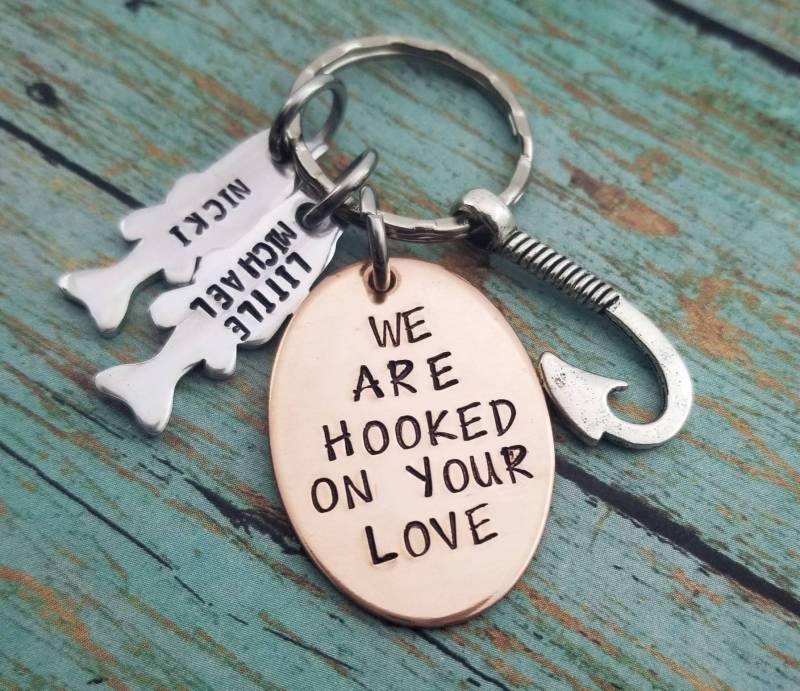 Personalisierte Angeln Schlüsselanhänger Rustikal Mixed Metals Dad Geschenk von PaytonLeighTreasures