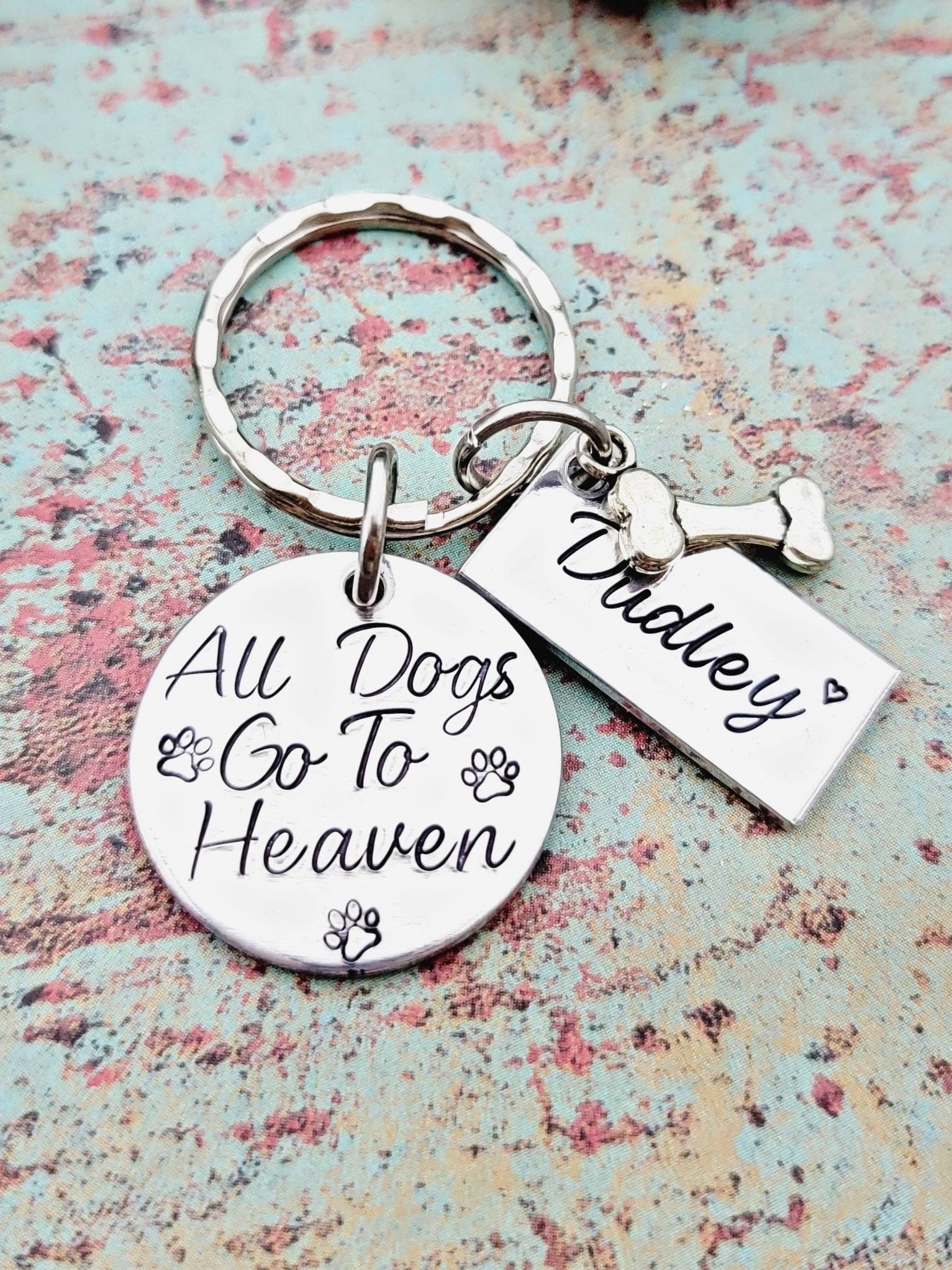 Schlüsselanhänger Personalisierter Hunde Gedenkstempel Hand Gestempelt Haustierverlust Geschenk von PaytonLeighTreasures