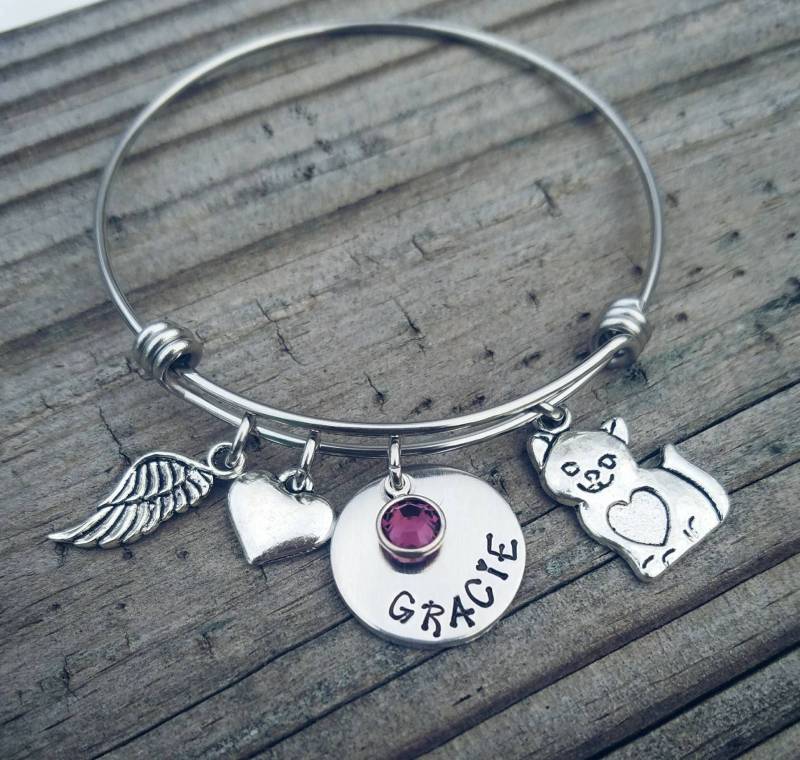 Personalisiertes Katzenarmband Handgestempeltes Haustier Verlust Geschenk von PaytonLeighTreasures