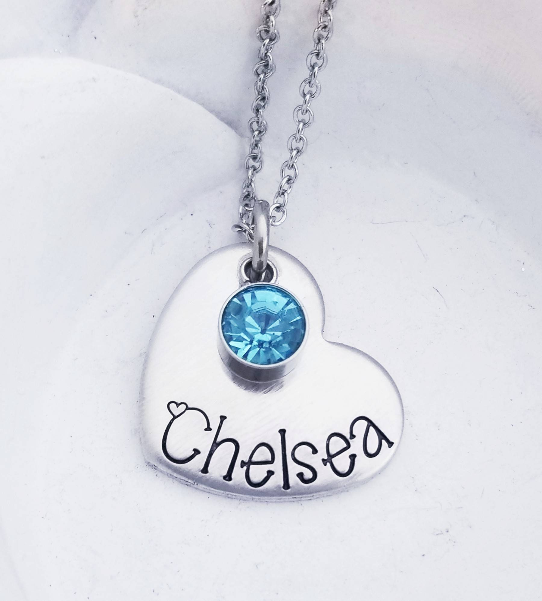 Aquamarin Herz Halskette Personalisierter März Geburtsstein Anhänger von PaytonLeighTreasures