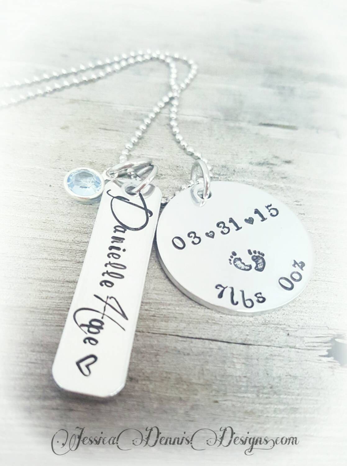 Personalisierte Neue Mutter Halskette Hand Gestempelt Birthstone Schmuck von PaytonLeighTreasures