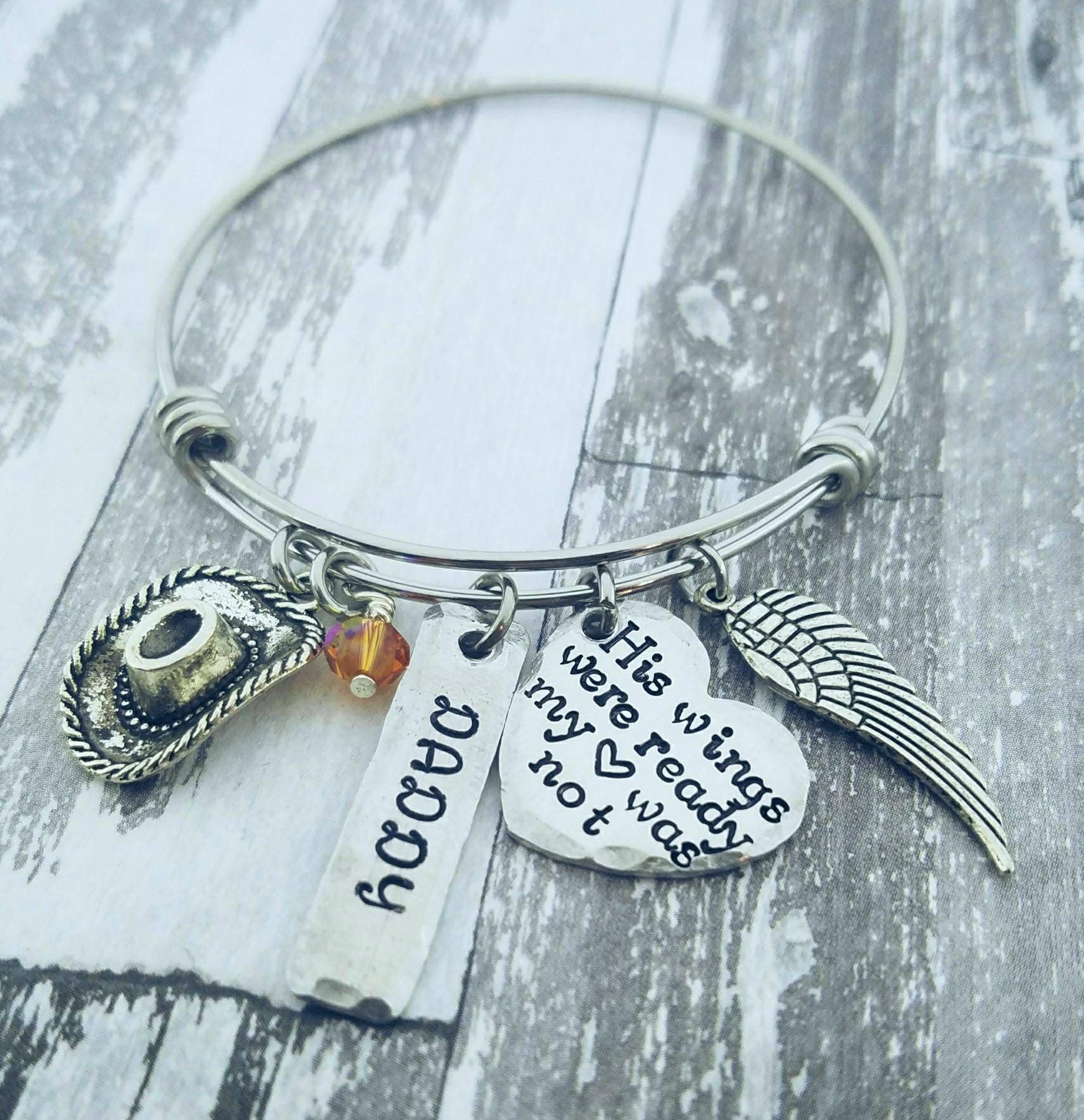 Papa Gedenk Armband Handgestempelt Charm Armreif - Verlust Geschenk von PaytonLeighTreasures