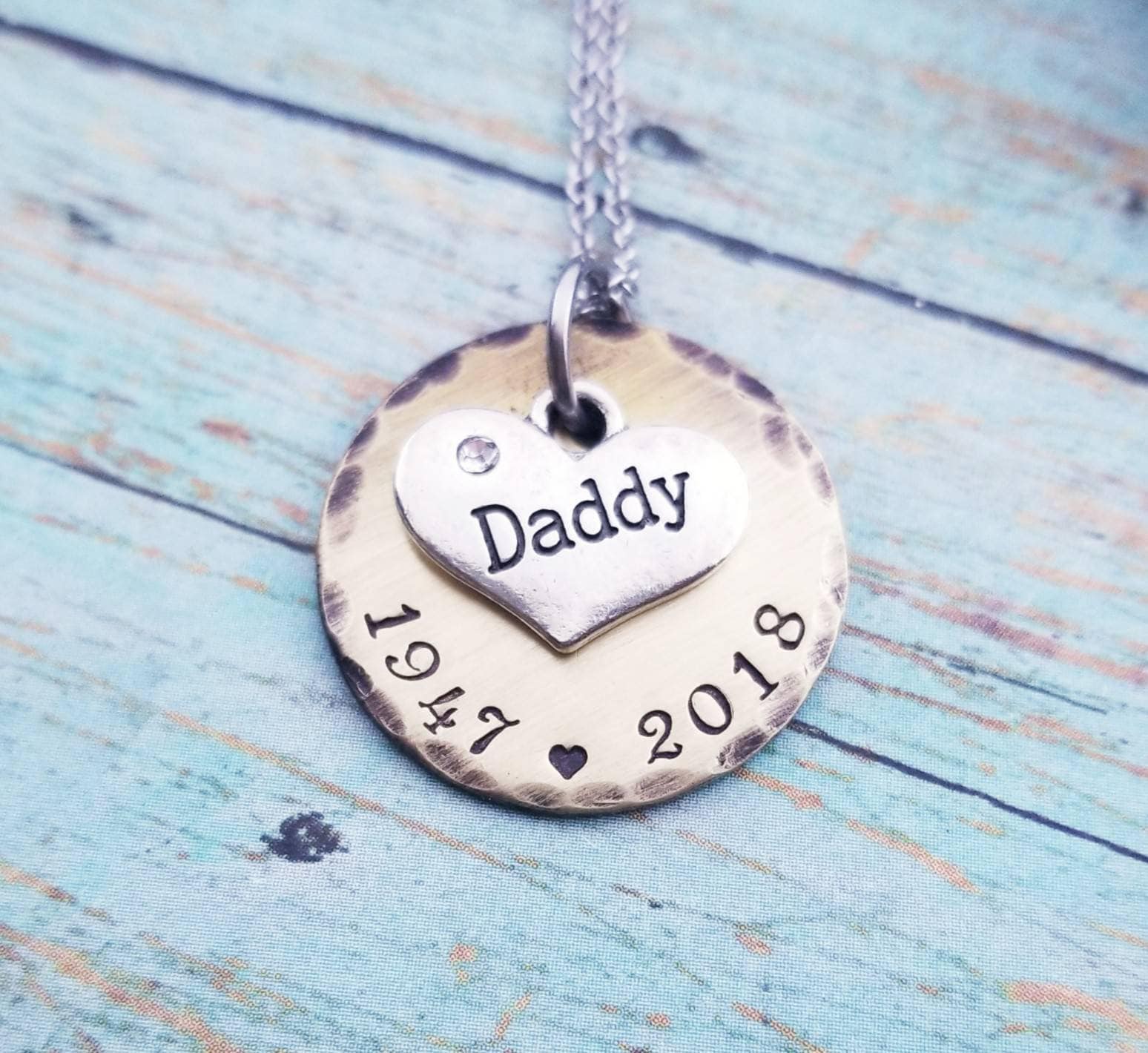 Vintage Edelstahl Halskette Personalisiertes Geschenk Für Den Verlust Des Vaters von PaytonLeighTreasures