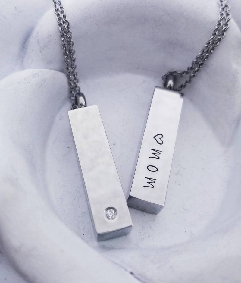 Personalisierte Edelstahl Bar Urne Halskette Feuerbestattung Schmuck, Mom Verlust Geschenk von PaytonLeighTreasures