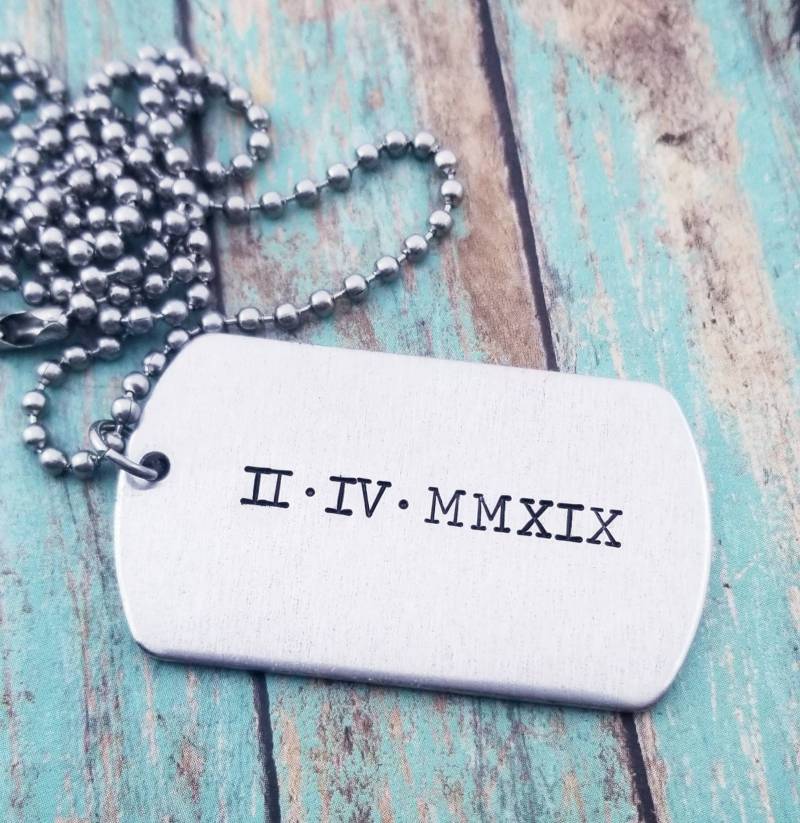 Personalisierte Hundemarke Halskette Papa Geschenk Mit Namen Des Kindes von PaytonLeighTreasures