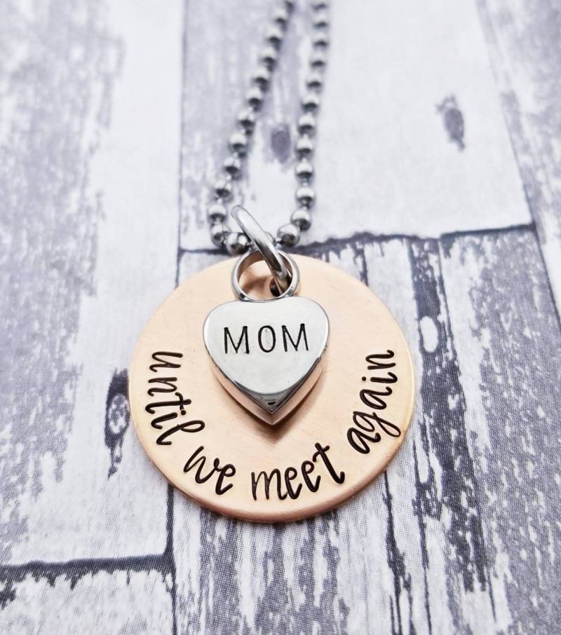 Hand Gestempelt Kupfer Urne Halskette Gedenkherz Anhänger von PaytonLeighTreasures