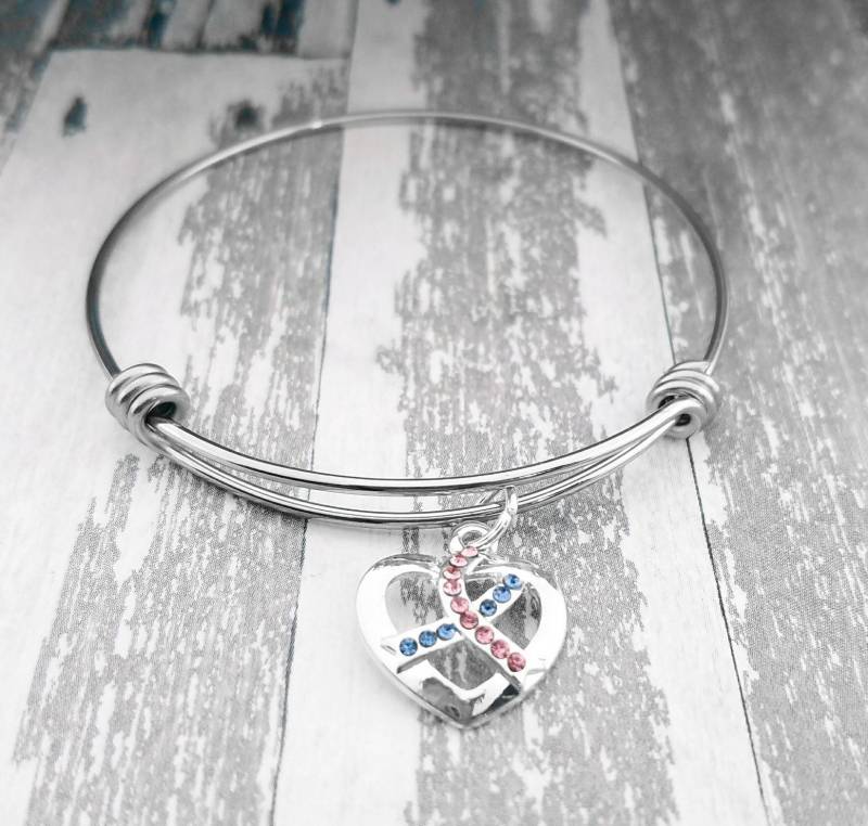 Schwangerschaft Verlust Bewusstsein Armband Sterling Silber Pink & Blau Band von PaytonLeighTreasures
