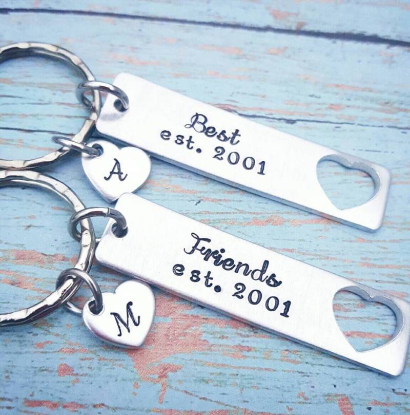 Set Mit 2 Beste Freunde Schlüsselanhänger Personalisierte Für Immer Geschenk Freundin Bff - Freundgeschenk Hand Gestempelt von PaytonLeighTreasures