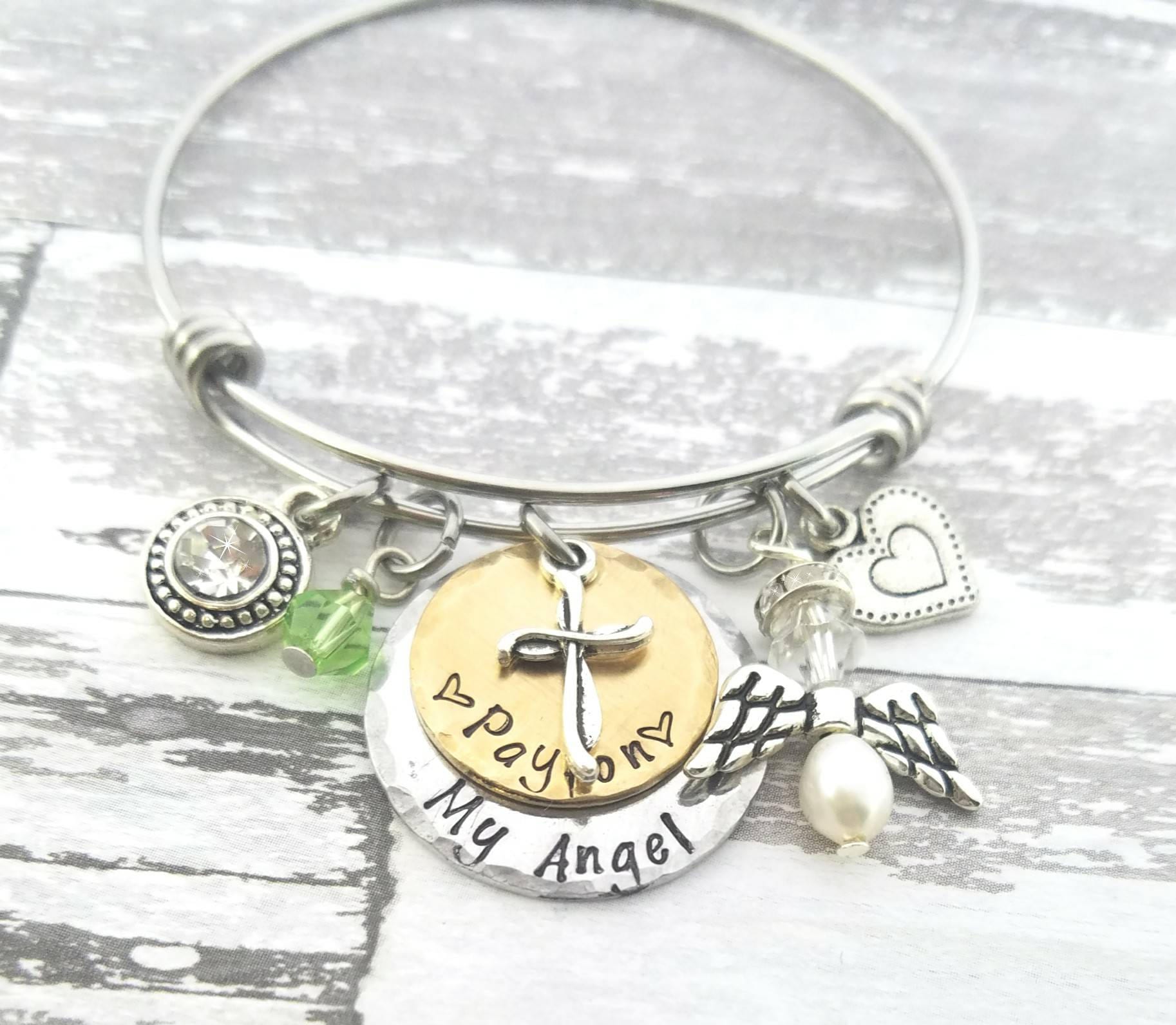 Personalisiertes Erinnerungsarmband Mein Engel Charm, Mixed Metal Urne Schmuck von PaytonLeighTreasures