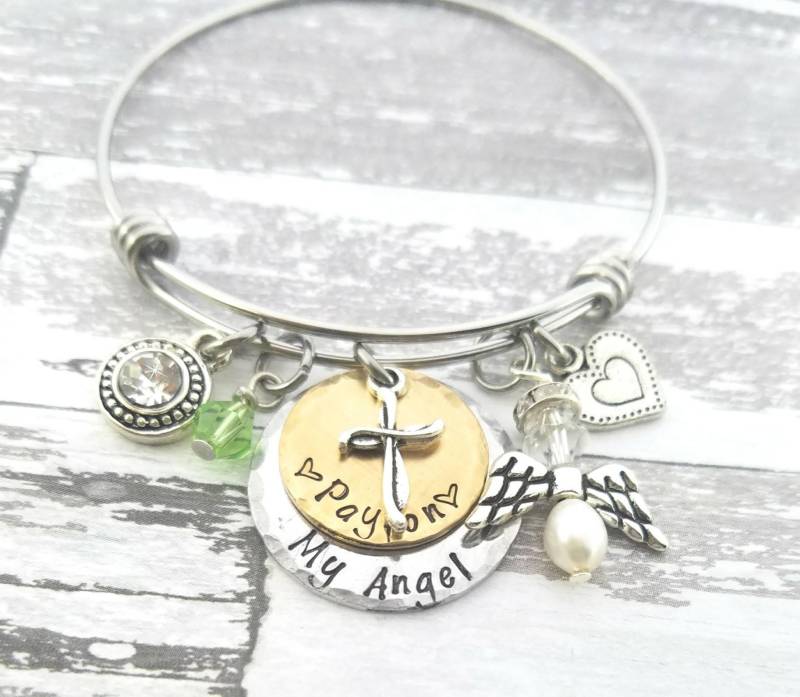 Personalisiertes Erinnerungsarmband Mein Engel Charm, Mixed Metal Urne Schmuck von PaytonLeighTreasures