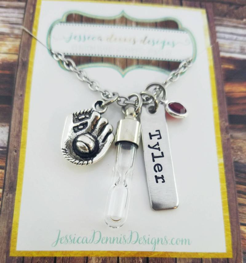 Baseball Urne Halskette Personalisierter Gedenkschmuck Mit Geburtsstein von PaytonLeighTreasures
