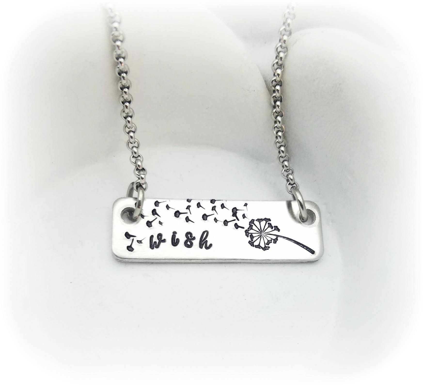 Benutzerdefinierte Pusteblumen Wunsch Halskette Hand Gestempelt Bar Schmuck von PaytonLeighTreasures