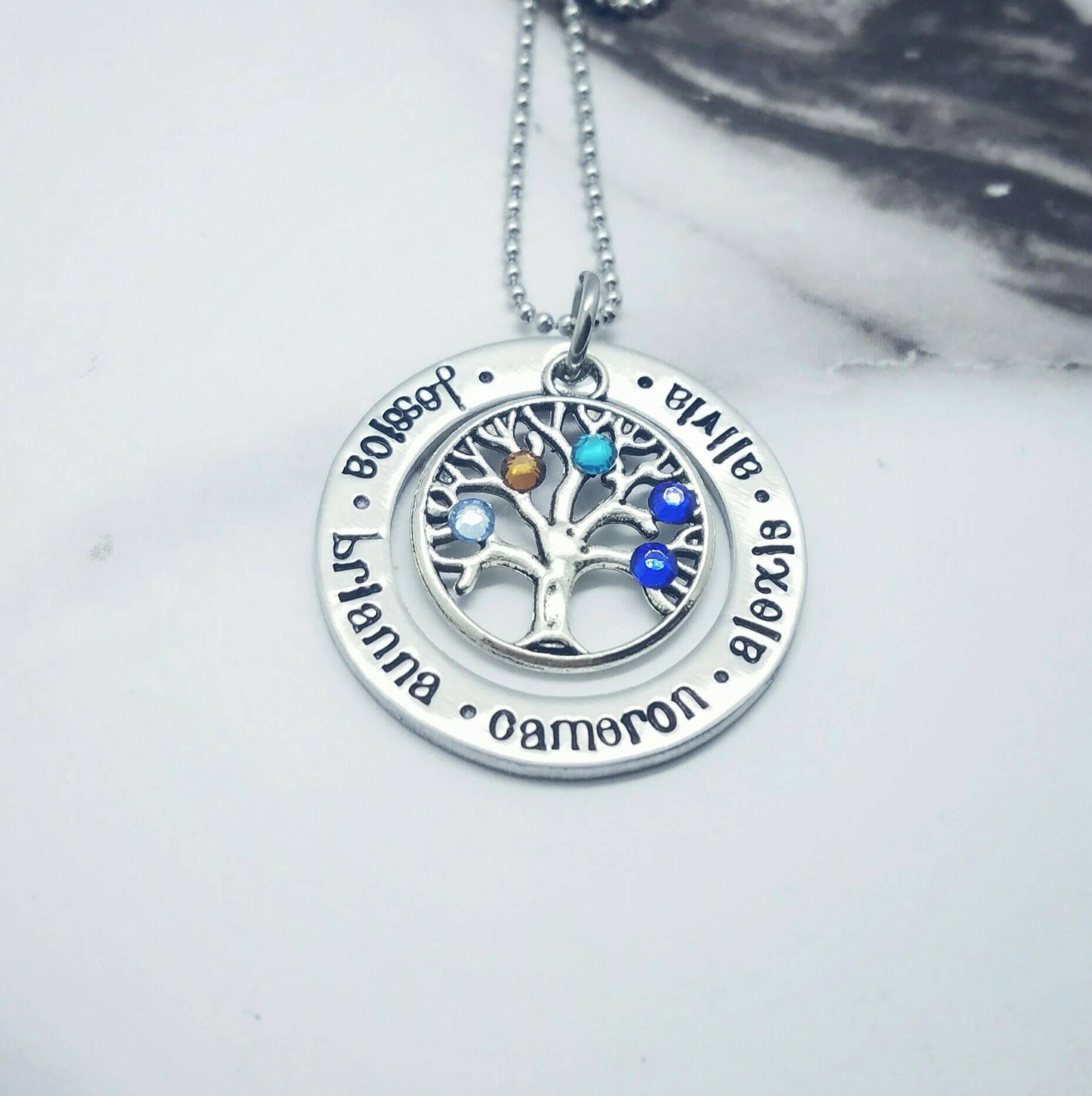 Personalisierte Stammbaum Halskette Benutzerdefinierte Geburtsstein Mutter Geschenk von PaytonLeighTreasures