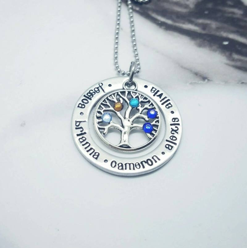 Personalisierte Stammbaum Halskette Benutzerdefinierte Geburtsstein Mutter Geschenk von PaytonLeighTreasures