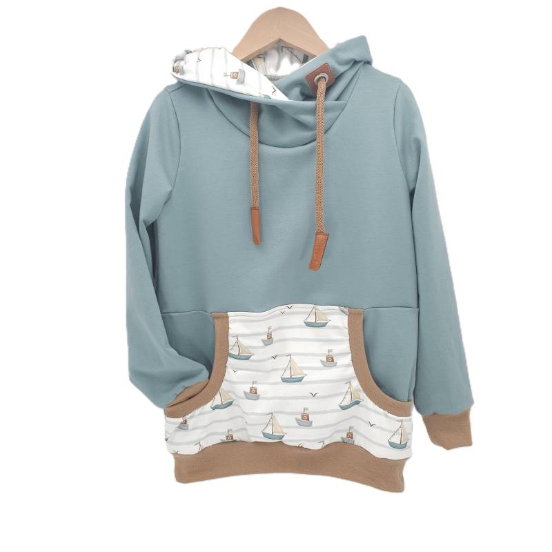 Hoodie [ Damen ] Küstenkind Boote | Braune Bündchen von Pazofili